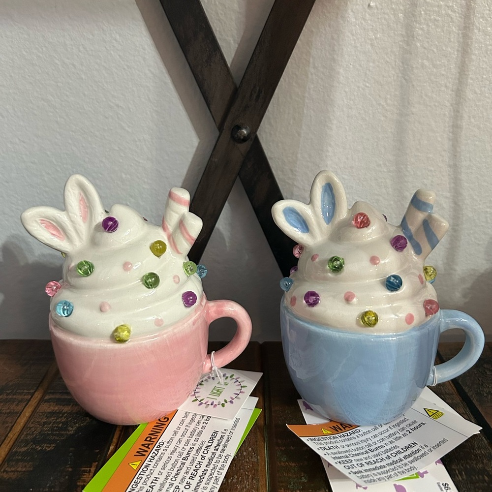 Hobby Lobby Easter Hot Cocoa Light Up Ceramic Mug Set With Bunny Ears 2025 NEW